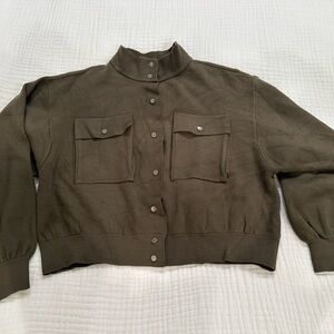 Marled Khaki Button-Up Jacket/Sweater